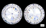 #14999 20mm Rondel with Rivoli Button Earrings - Clip Earrings - Button Rhinestone Jewelry Corporation