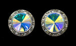 #14999ab 20mm Rondel with AB Rivoli Button Earrings Earrings - Button Rhinestone Jewelry Corporation