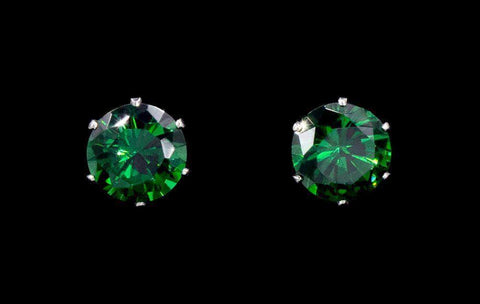 3.0 Carat CZ Emerald Stud Earrings (#17046-205) Earrings - Button Rhinestone Jewelry Corporation