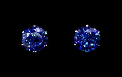 3.0 Carat CZ Sapphire Stud Earrings (#17046-206) Earrings - Button Rhinestone Jewelry Corporation