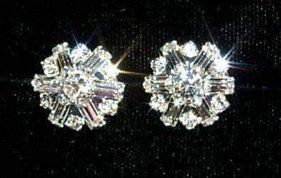 Cluster Baguette Rhinestone Earring #12246 Earrings - Button Rhinestone Jewelry Corporation