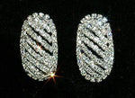 Convex Oval with Diagonal Lines Earrings #12589 Earrings - Button Rhinestone Jewelry Corporation