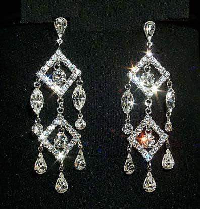#12331 Double Diamond Chandelier Earring Earrings - Dangle Rhinestone Jewelry Corporation