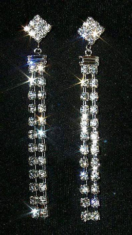 #12348 Fine Lines Duster Earrings Earrings - Dangle Rhinestone Jewelry Corporation