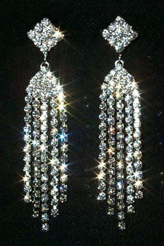 #12350 Diamond Top Multi Line Duster Earrings Earrings - Dangle Rhinestone Jewelry Corporation