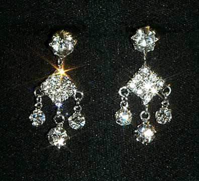 #12711 - Small Square Dangle Chandelier Earrings Earrings - Dangle Rhinestone Jewelry Corporation