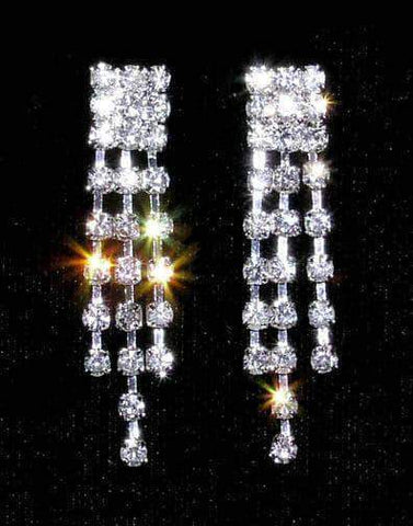 #13954 - 3 Row Graduated Dangle Earring Earrings - Dangle Rhinestone Jewelry Corporation