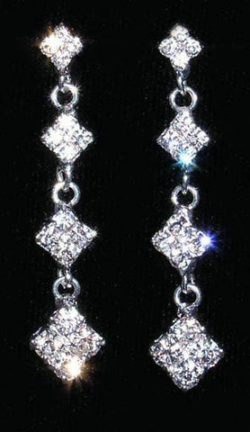 #14009 - 4 Diamond Link Drop Earrings Earrings - Dangle Rhinestone Jewelry Corporation