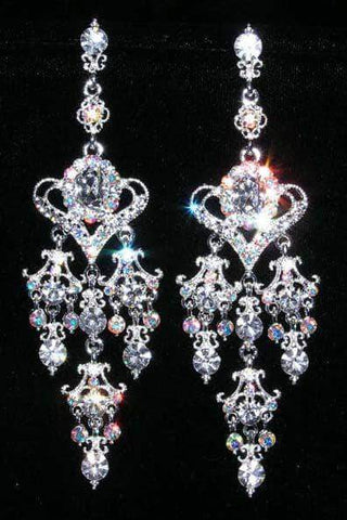 #14244 - Filigree Crown Heart Dangle Earrings Earrings - Dangle Rhinestone Jewelry Corporation
