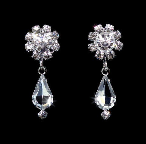 #14737 - Simply Rosette Drop Earring Earrings - Dangle Rhinestone Jewelry Corporation