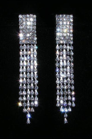 #15081 - Rhinestone Fray Earrings Earrings - Dangle Rhinestone Jewelry Corporation