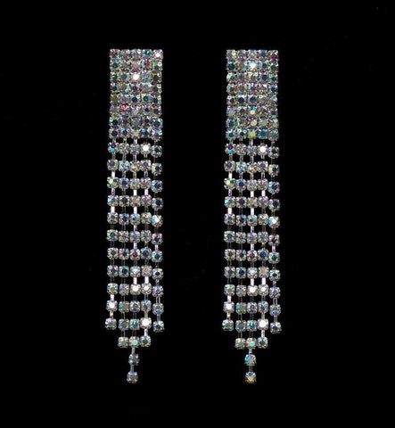 #15081AB - Rhinestone Fray AB Earrings Earrings - Dangle Rhinestone Jewelry Corporation