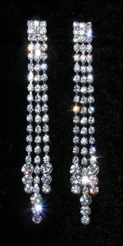 #15083 - Triple Raindrop Fall Earrings Earrings - Dangle Rhinestone Jewelry Corporation