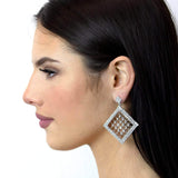 #15151 - Drop Diamond Hoop Cage Filled Earring Earrings - Dangle Rhinestone Jewelry Corporation
