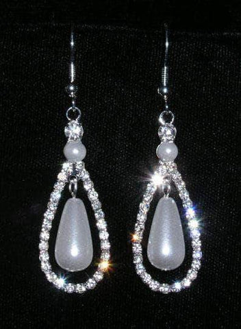 #15280 - Double Teardrop Pearl Fish Hook Earring Earrings - Dangle Rhinestone Jewelry Corporation