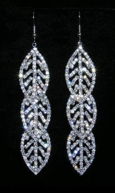 #15318 - Triple Layered Drop Leaf Fish Hook Earrings, Women's, Silver