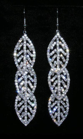 #15318 - Triple Layered Drop Leaf Fish Hook Earrings Earrings - Dangle Rhinestone Jewelry Corporation