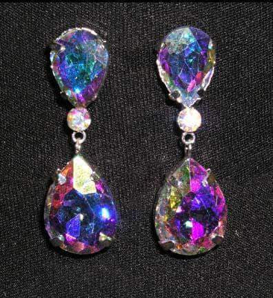 #15331AB - Large Pear Drop AB Earrings Earrings - Dangle Rhinestone Jewelry Corporation