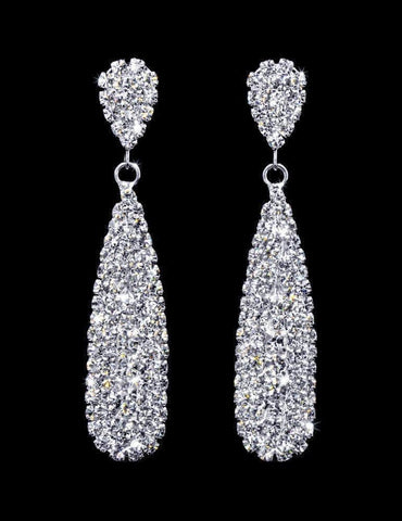 #16482 - Rounded Rhinestone Pear Drop Earring - 2.5" Earrings - Dangle Rhinestone Jewelry Corporation