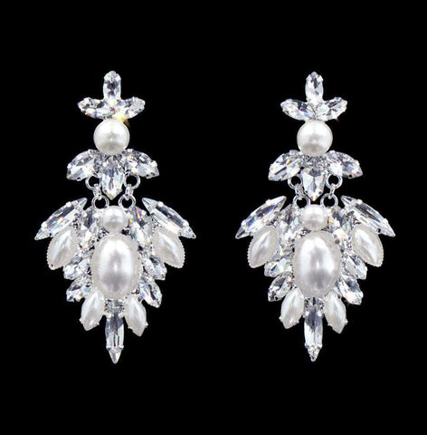 #16546 - Pearl Petals Drop Earring Earrings - Dangle Rhinestone Jewelry Corporation
