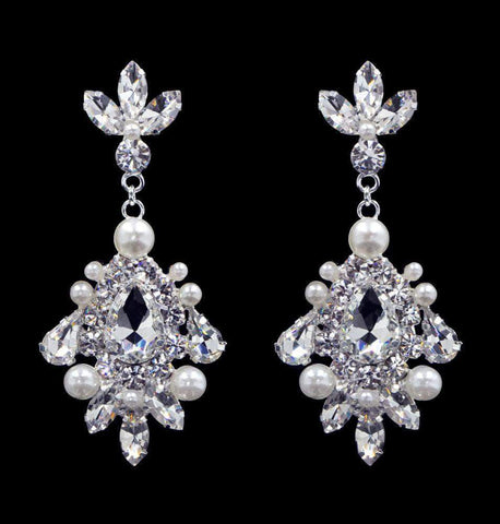 #16552 - Pearl Cluster Drop Earrings (Limited Supply) Earrings - Dangle Rhinestone Jewelry Corporation