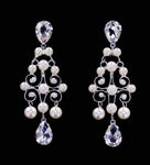 #16569 - Pearl and Rhinestone Decorative Earrings Earrings - Dangle Rhinestone Jewelry Corporation