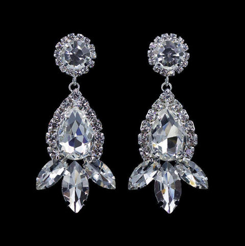 #16699 - Rhinestone Raindrop Earrings Earrings - Dangle Rhinestone Jewelry Corporation