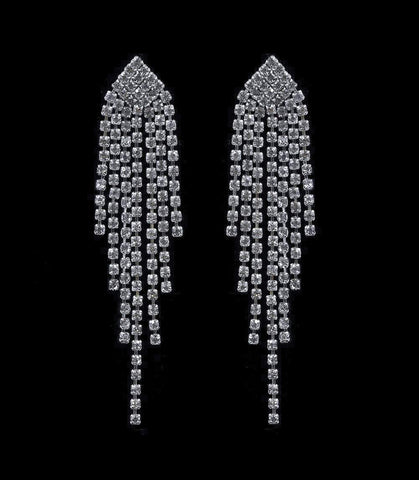 #16717 - Rhinestone Fray Earrings Earrings - Dangle Rhinestone Jewelry Corporation