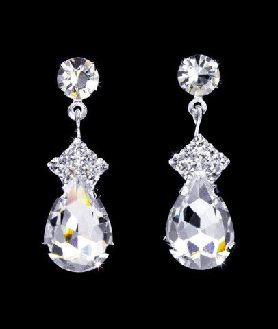 #16899 - Diamond Pear Drop Earrings - 1.25" Earrings - Dangle Rhinestone Jewelry Corporation
