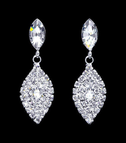 #16903 - Navette Leaf Dangle Earrings Earrings - Dangle Rhinestone Jewelry Corporation