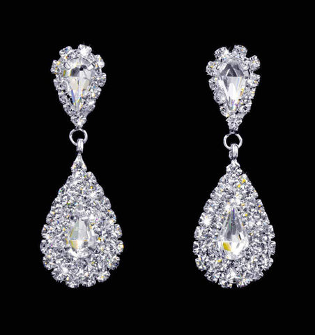#16905 - Framed Pear Drop Earrings - 1.5" Earrings - Dangle Rhinestone Jewelry Corporation