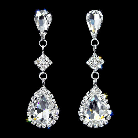 #16907 - Diamond Teardrop Earrings Earrings - Dangle Rhinestone Jewelry Corporation