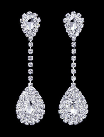 #16908 - Mirrored Teardrop Earrings - 2" Earrings - Dangle Rhinestone Jewelry Corporation
