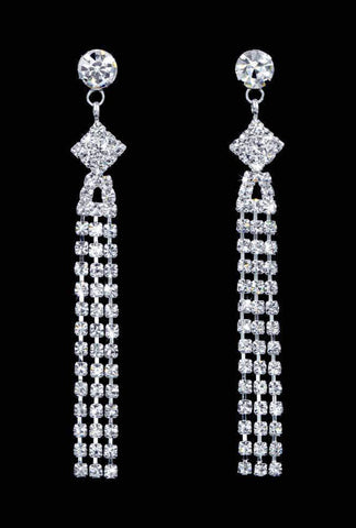 #16910 - Diamond Fringe Drop Earrings - 2.5" Earrings - Dangle Rhinestone Jewelry Corporation