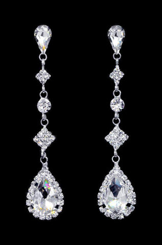 #16920 - Diamond Tear Drop Earrings - 2.75" Earrings - Dangle Rhinestone Jewelry Corporation