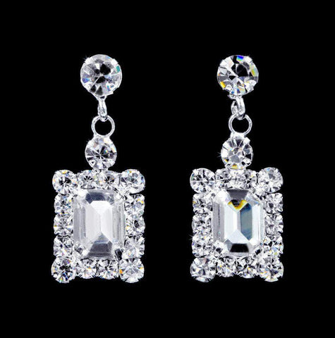 #16921 - Framed Octagon Drop Earrings Earrings - Dangle Rhinestone Jewelry Corporation