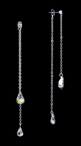 #16931 - Teardrop Layered Front Back Earrings - 4.25" Earrings - Dangle Rhinestone Jewelry Corporation