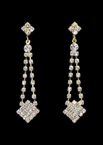#16998g - Rhinestone Dangle Earring - Gold Plated Earrings - Dangle Rhinestone Jewelry Corporation