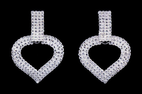 #17063 - Curved Heart Drop Earrings - 2" Earrings - Dangle Rhinestone Jewelry Corporation