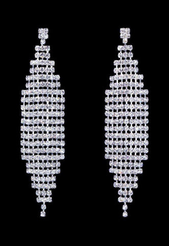 #17065 - Lattice Fringe Earrings - 3" Earrings - Dangle Rhinestone Jewelry Corporation