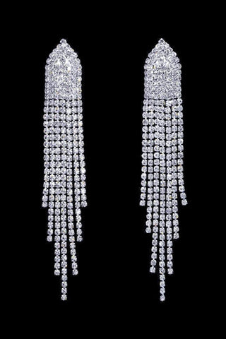 #17066 - Squid Fringe Earrings - 4" Earrings - Dangle Rhinestone Jewelry Corporation