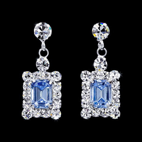 #17235 - "Something Blue" Framed Octagon Drop Earrings Earrings - Dangle Rhinestone Jewelry Corporation