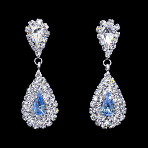 #17236 - "Something Blue" Framed Pear Drop Earrings - 1.5" Earrings - Dangle Rhinestone Jewelry Corporation