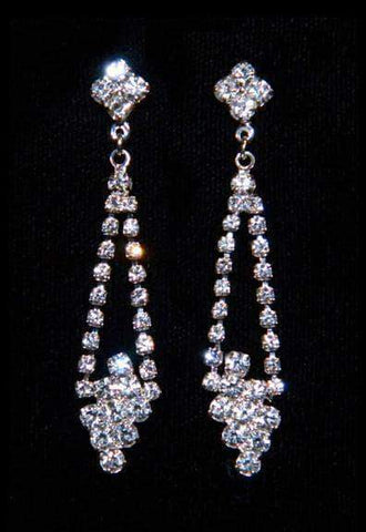 Rhinestone Earrings #10007E - 2" Dangle Earrings - Dangle Rhinestone Jewelry Corporation