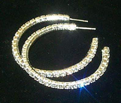 #11962 Large Rhinestone Hoop Earrings Earrings - Hoop Rhinestone Jewelry Corporation