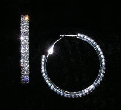 #15079 - 1.75" 2 Row Hoop Earring Earrings - Hoop Rhinestone Jewelry Corporation