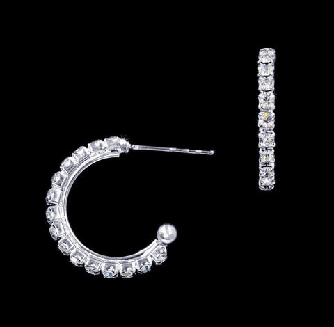#16943 - 3/4" Rhinestone Hoop Earrings Earrings - Hoop Rhinestone Jewelry Corporation