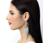 #17012 - Fringe Hoop Earrings - 5" Earrings - Hoop Rhinestone Jewelry Corporation