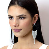 #17012 - Fringe Hoop Earrings - 5" Earrings - Hoop Rhinestone Jewelry Corporation