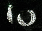 Twisted Triple Rhinestone Hoop Earring #12592 Earrings - Hoop Rhinestone Jewelry Corporation